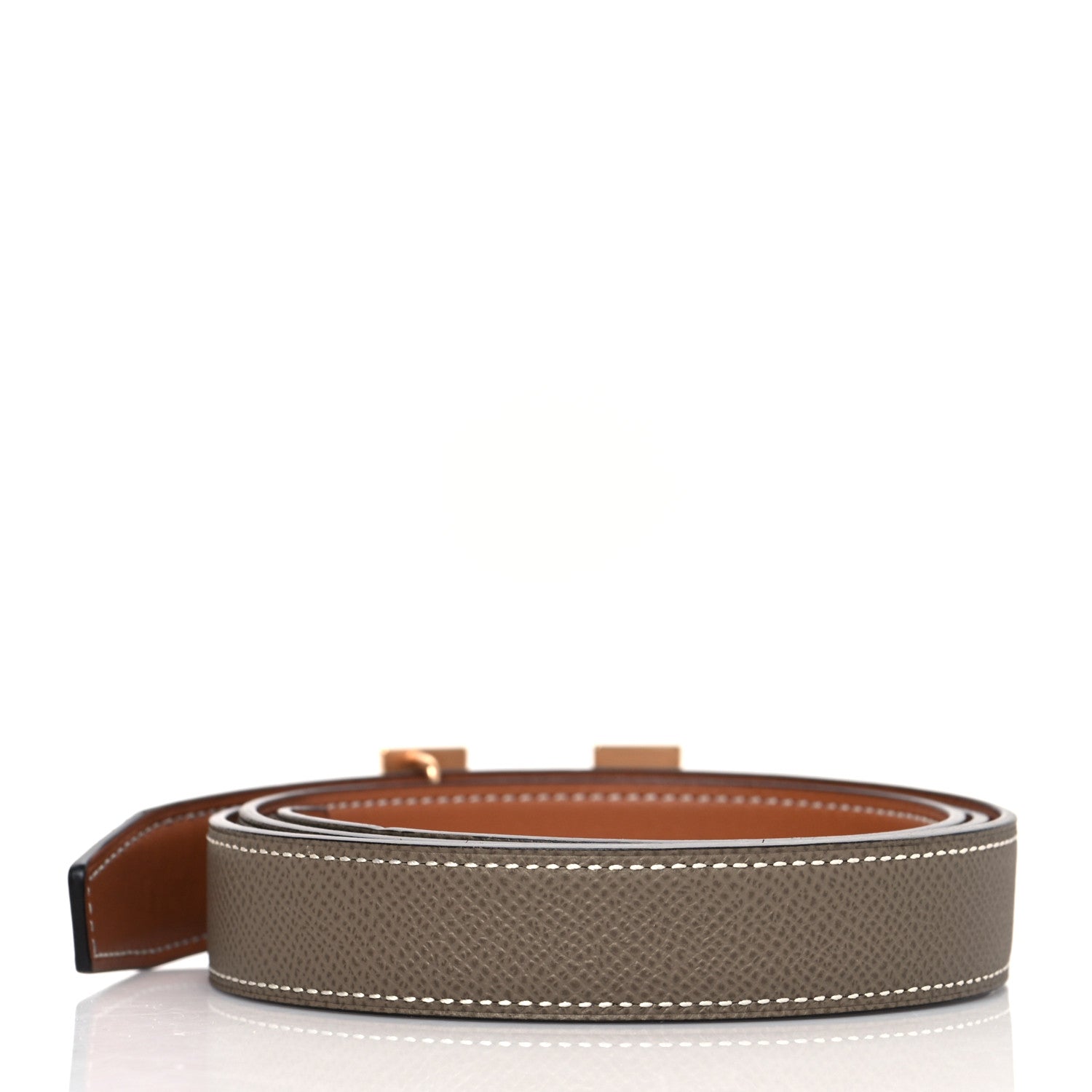 Hermes Epsom Swift 32mm H Belt 90 Etoupe Gold 2 of 8