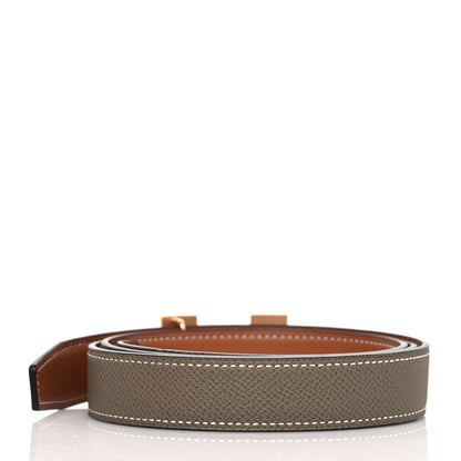 Hermes Epsom Swift 32mm H Belt 90 Etoupe Gold 2 of 8