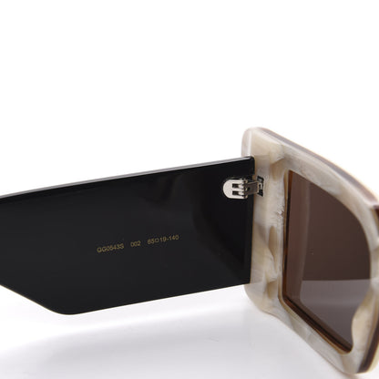 Gucci Acetate Rectangular Flap GG0543S Sunglasses White Black 5 of 10