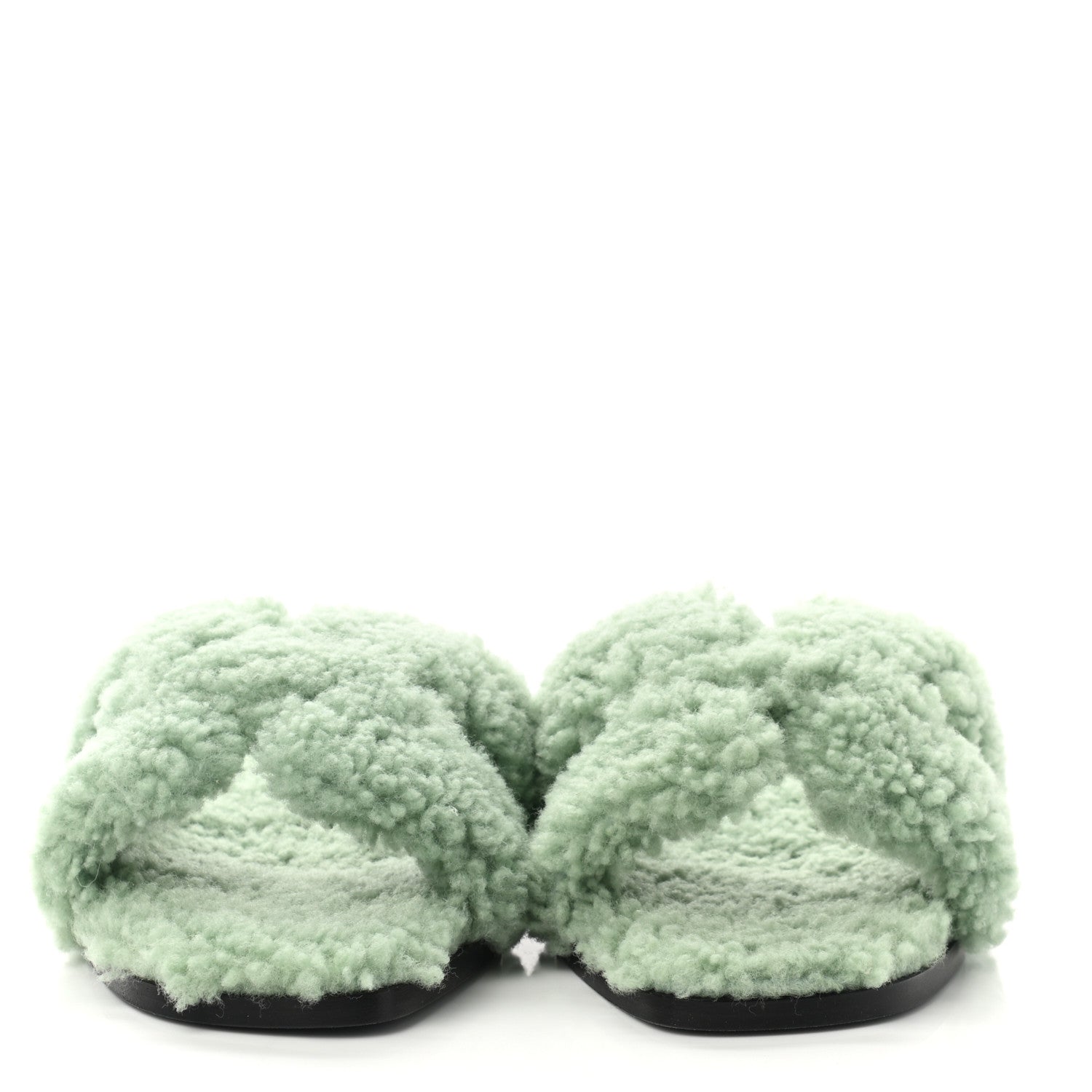 Hermes Woolskin Oran Sandals 37 Vert D'Eau 2 of 8