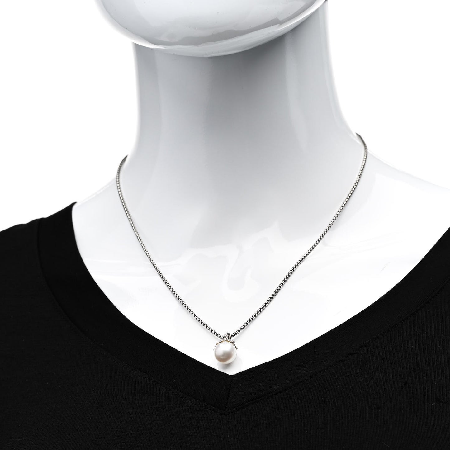 Sterling Silver Diamond Pearl 10mm Starburst Pendant Necklace