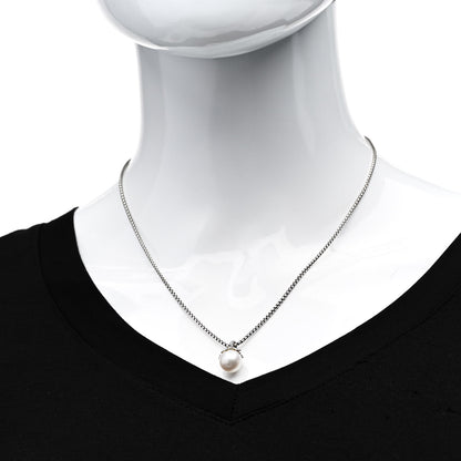 David Yurman Sterling Silver Diamond Pearl 10mm Starburst Pendant Necklace 2 of 4