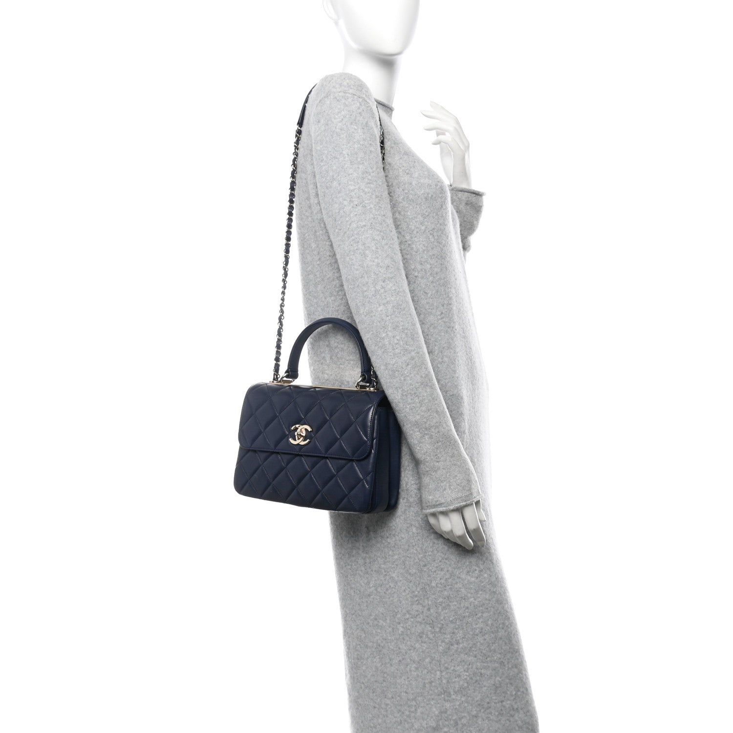 Chanel Lambskin Quilted Small Trendy CC Flap Dual Handle Bag Navy 2 of 11