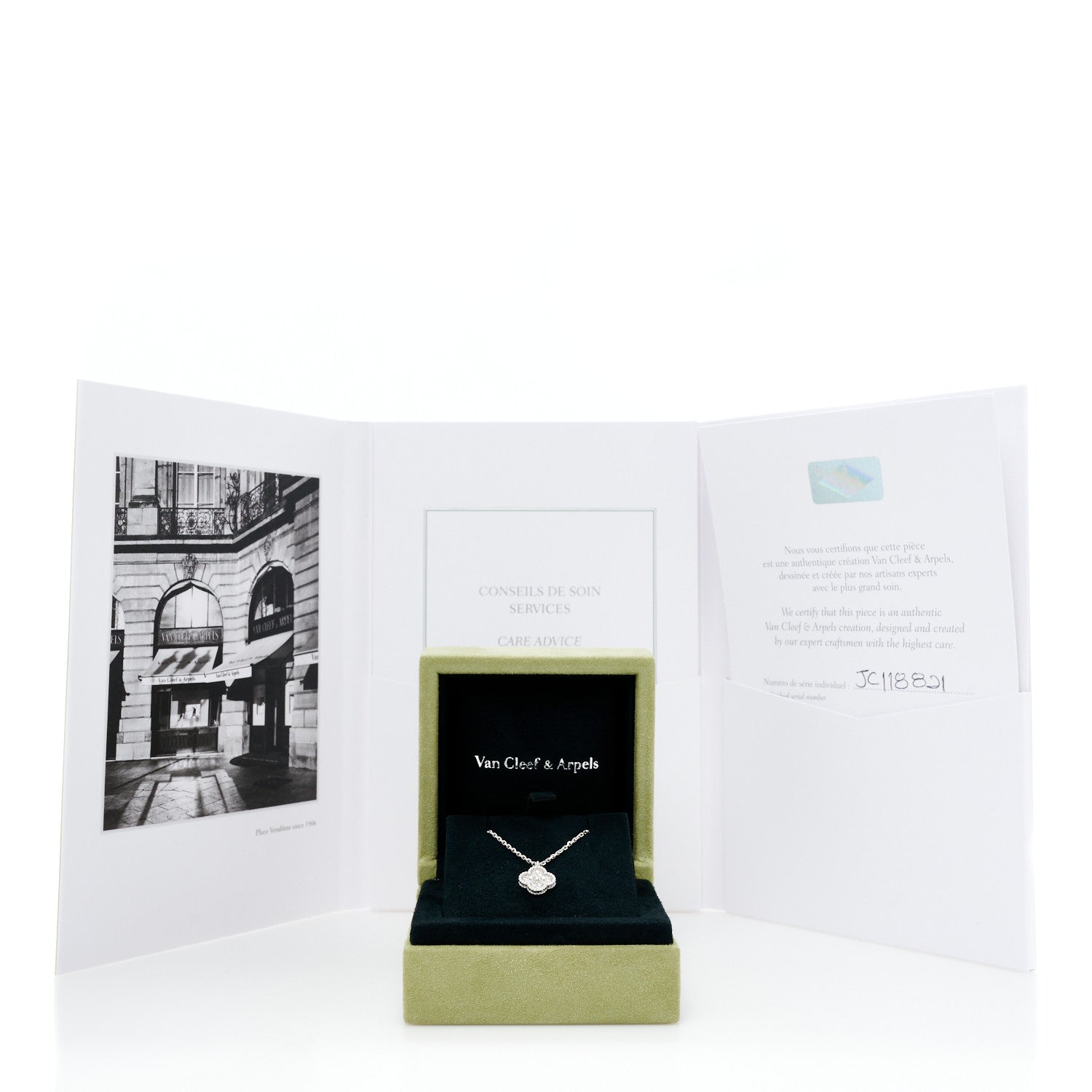 Van Cleef & Arpels 18K White Gold Diamond Sweet Alhambra Pendant Necklace 6 of 6