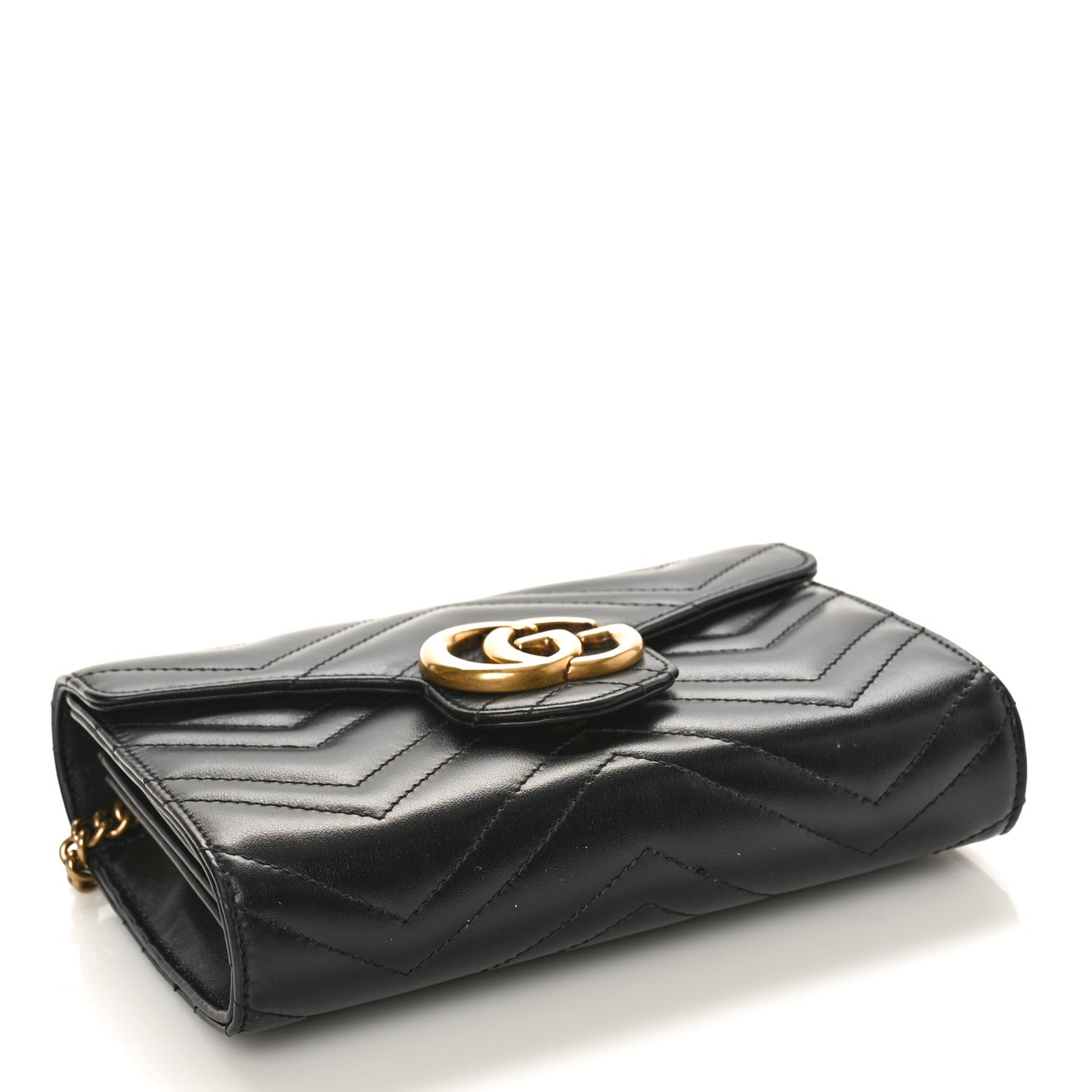 Calfskin Matelasse GG Marmont Chain Wallet Black
