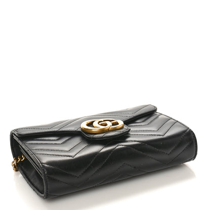 Gucci Calfskin Matelasse GG Marmont Chain Wallet Black 4 of 9