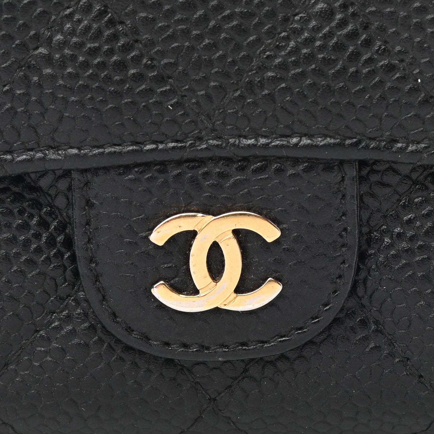 Caviar Quilted Flap Card Holder Black