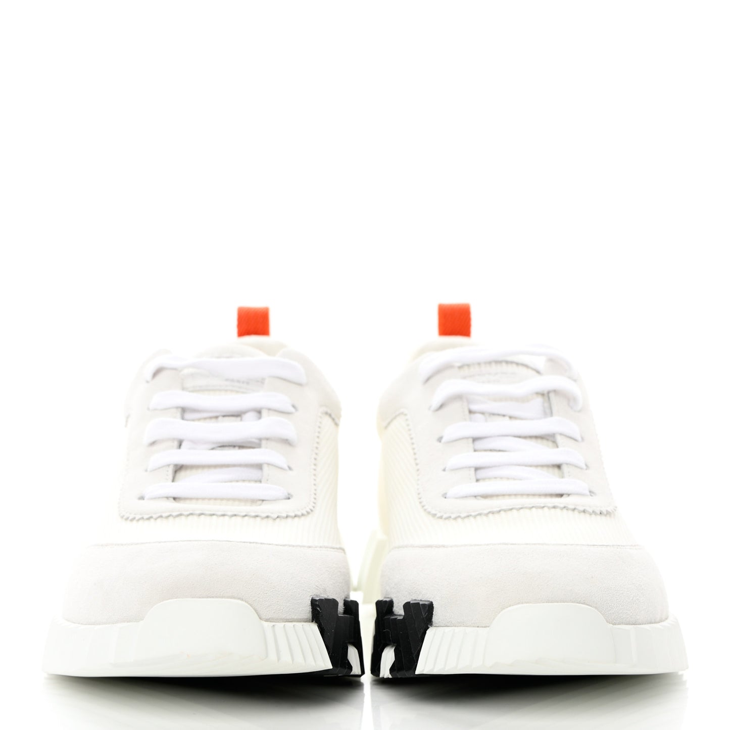 Technical Canvas Suede Goatskin Mens Bouncing Sneakers 44 White Orange