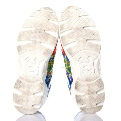 Chanel Tweed Calfskin Sneakers 41 Red Yellow Blue 5 of 8