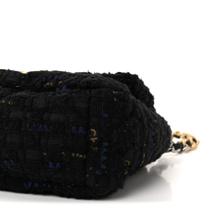 Chanel Tweed Quilted Medium Chanel 19 Flap Navy Blue Black 10 of 10