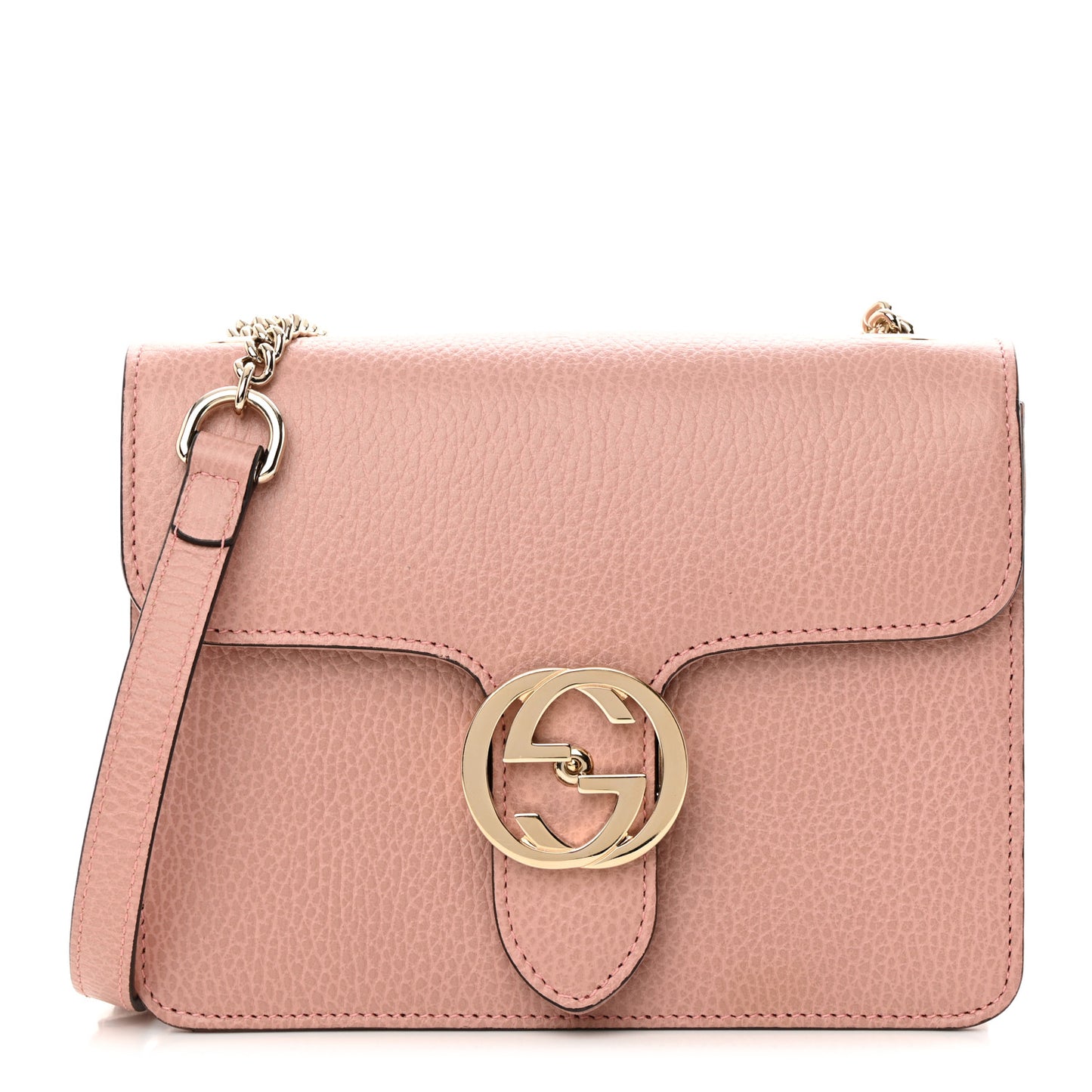 Dollar Calfskin Small Interlocking G Shoulder Bag Soft Pink