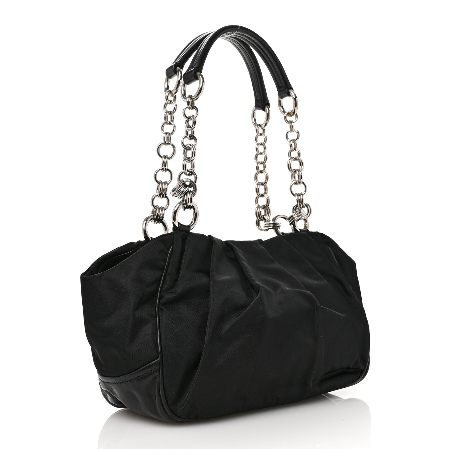 Tessuto Nylon Chain Shoulder Bag Black