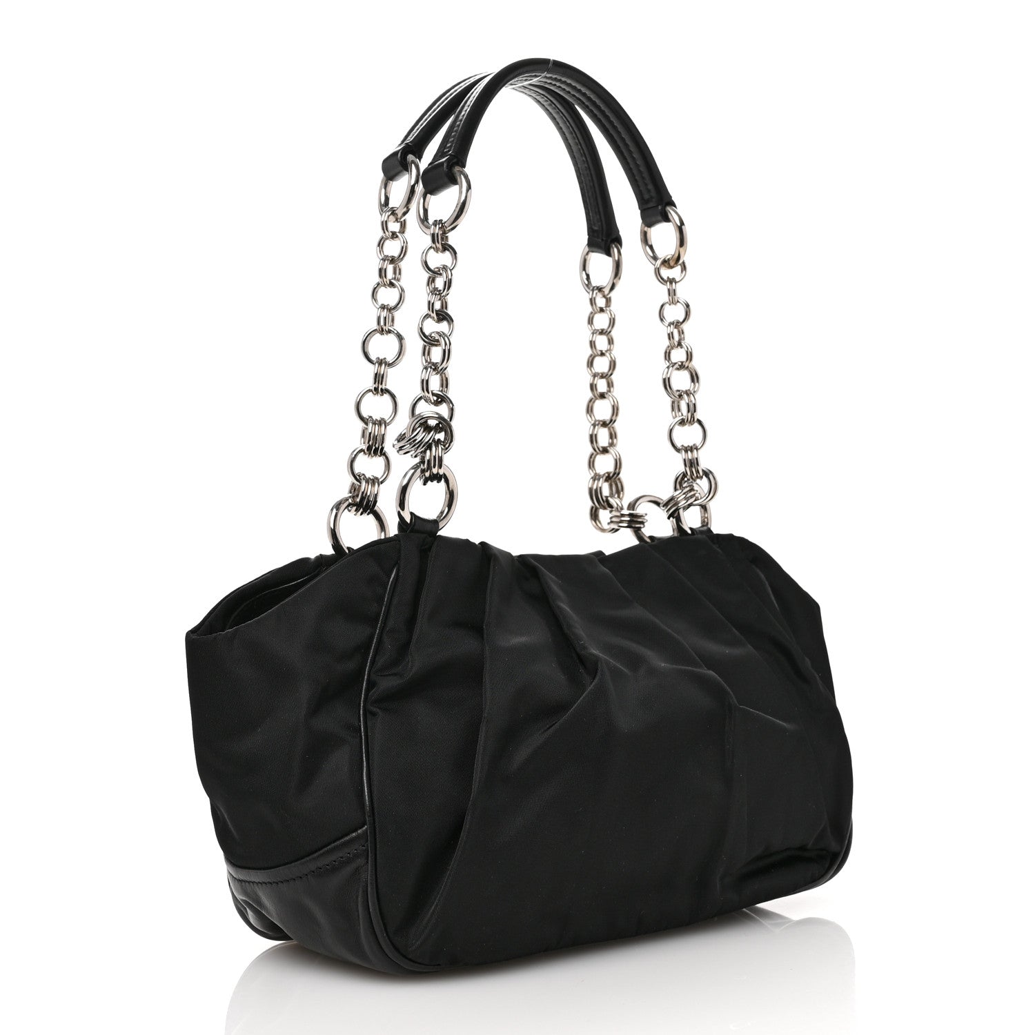 Prada Tessuto Nylon Chain Shoulder Bag Black 3 of 10