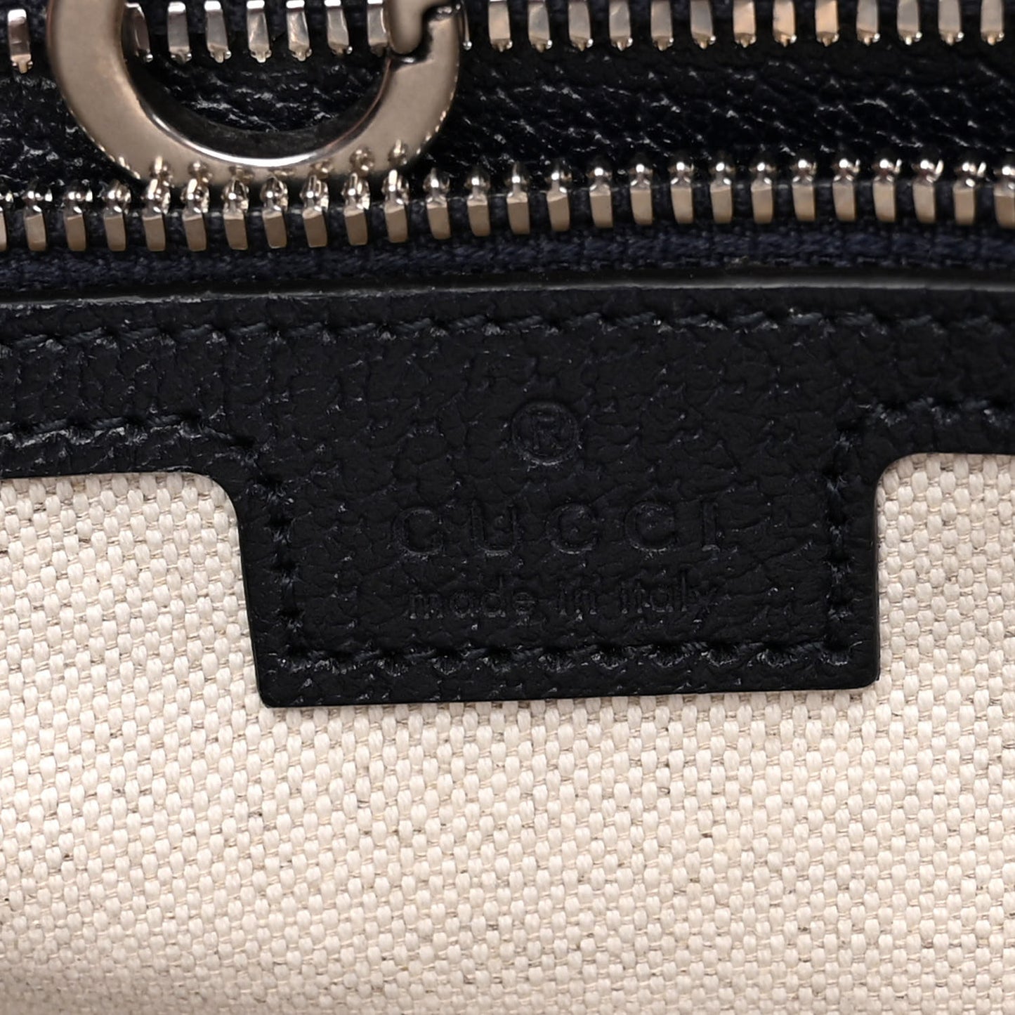 GG Supreme Monogram Textured Dollar Calfskin Web Medium Retro Interlocking G Tote Bag Beige Blue