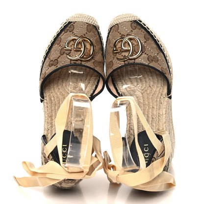 Gucci Monogram Matelasse GG Marmont Ankle Wrap Platform 35/120mm Espadrille Wedges 35.5 Beige Ebony Black Sand Storm 2 of 10
