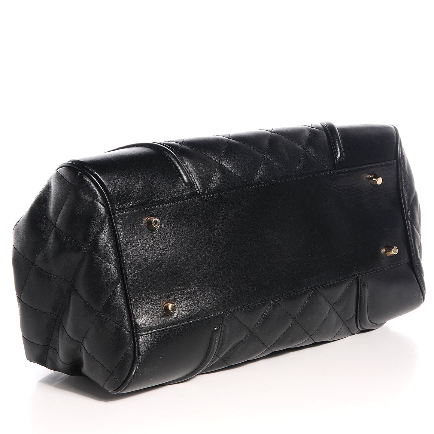 Leather Quilted Satchel Black