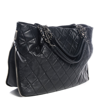 Chanel Caviar Expandable Zip Shoulder Bag Black 3 of 10