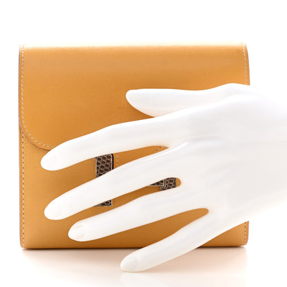 Hermes Tadelakt Lizard Constance Short Wallet Paille Ficelle 2 of 13