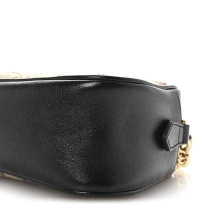 Gucci Monogram Matelasse Diagonal Small GG Marmont Chain Shoulder Bag Beige Black 10 of 10