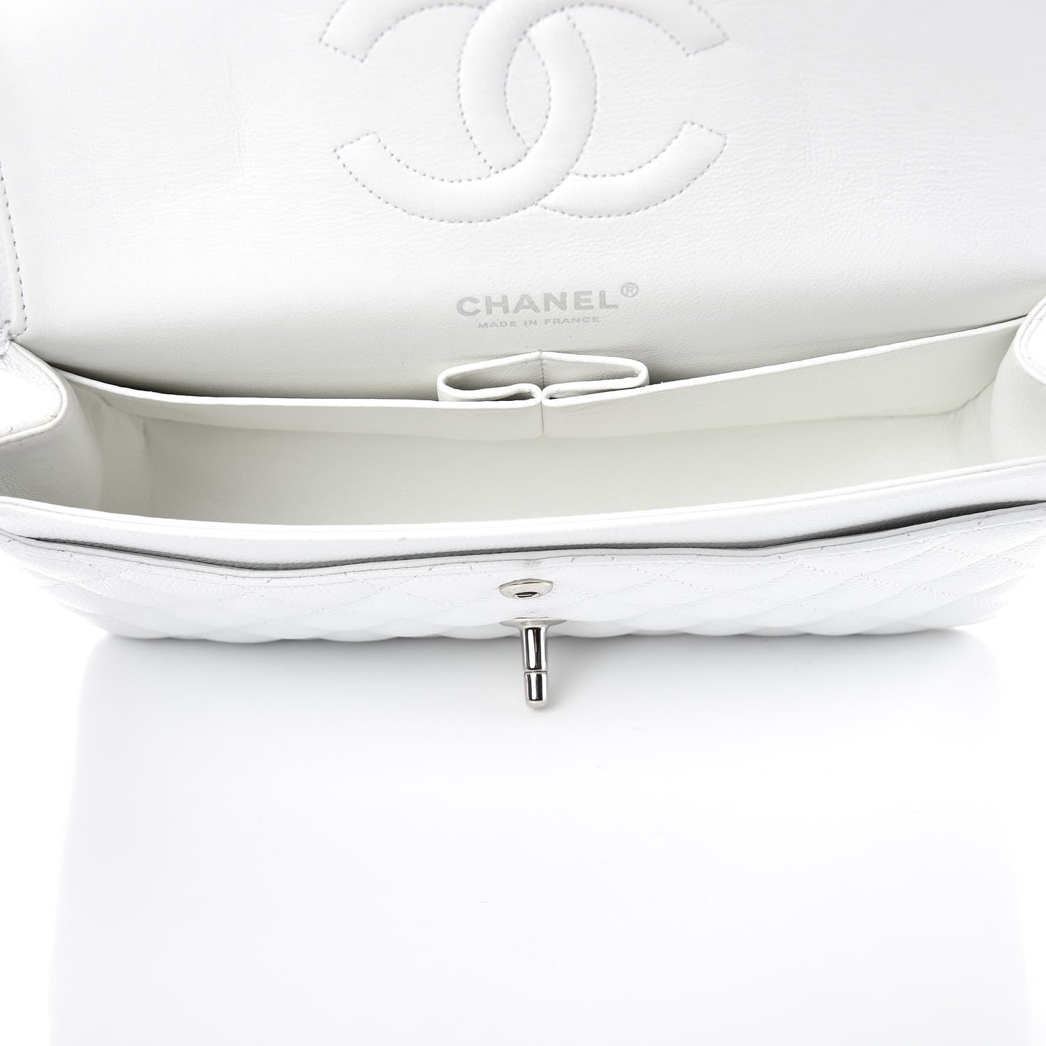 Chanel Caviar Quilted Medium Double Flap Bijoux Chain White 5 of 13