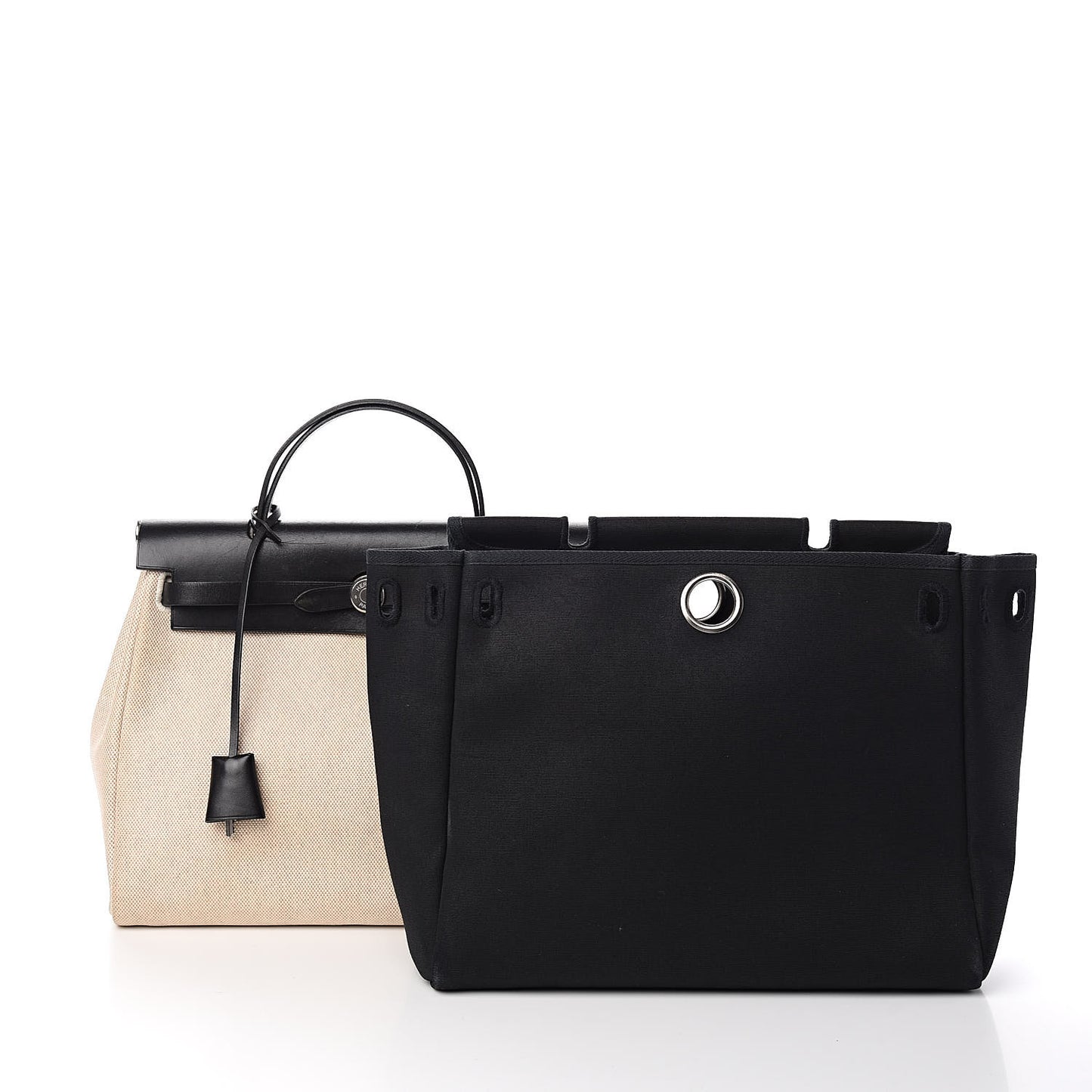 Toile Vache Calfskin Herbag 30 PM Natural Black