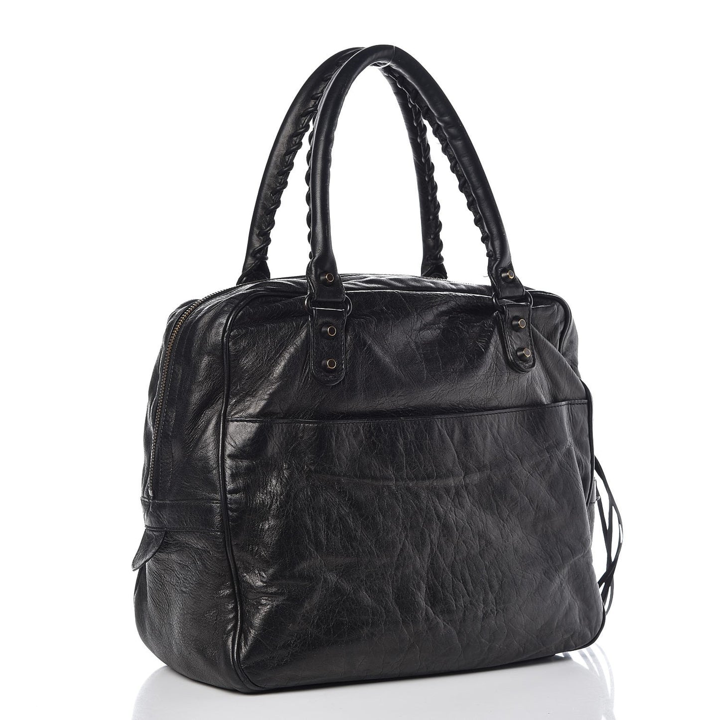 Agneau Classic Hardware Shoulder Bag Black