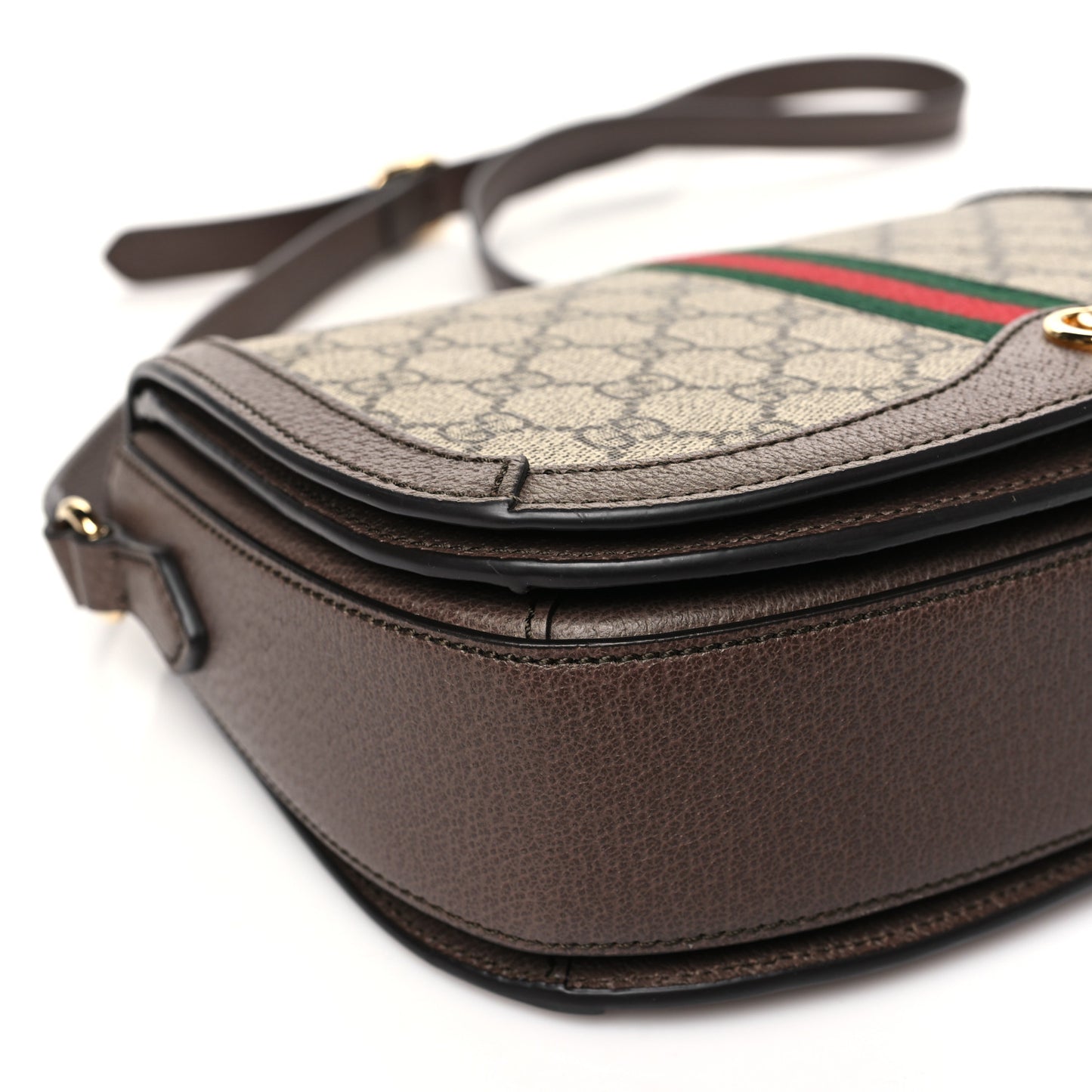 GG Supreme Monogram Web Small Ophidia Flap Messenger Bag Brown