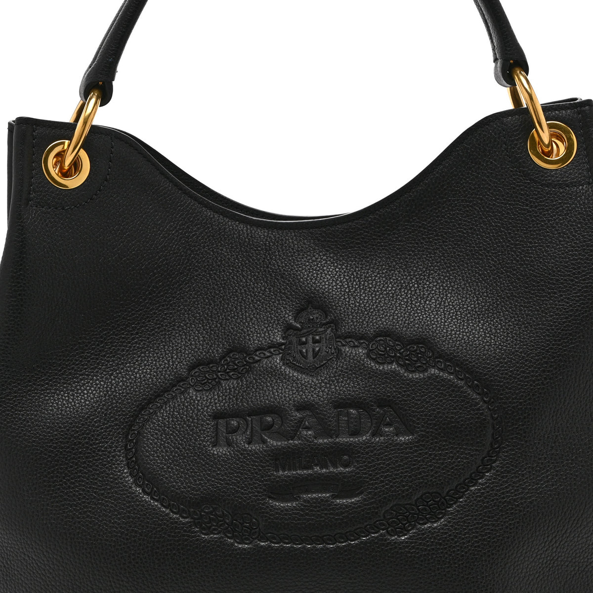 Prada Vitello Phenix Embossed Logo Hobo Black 8 of 10