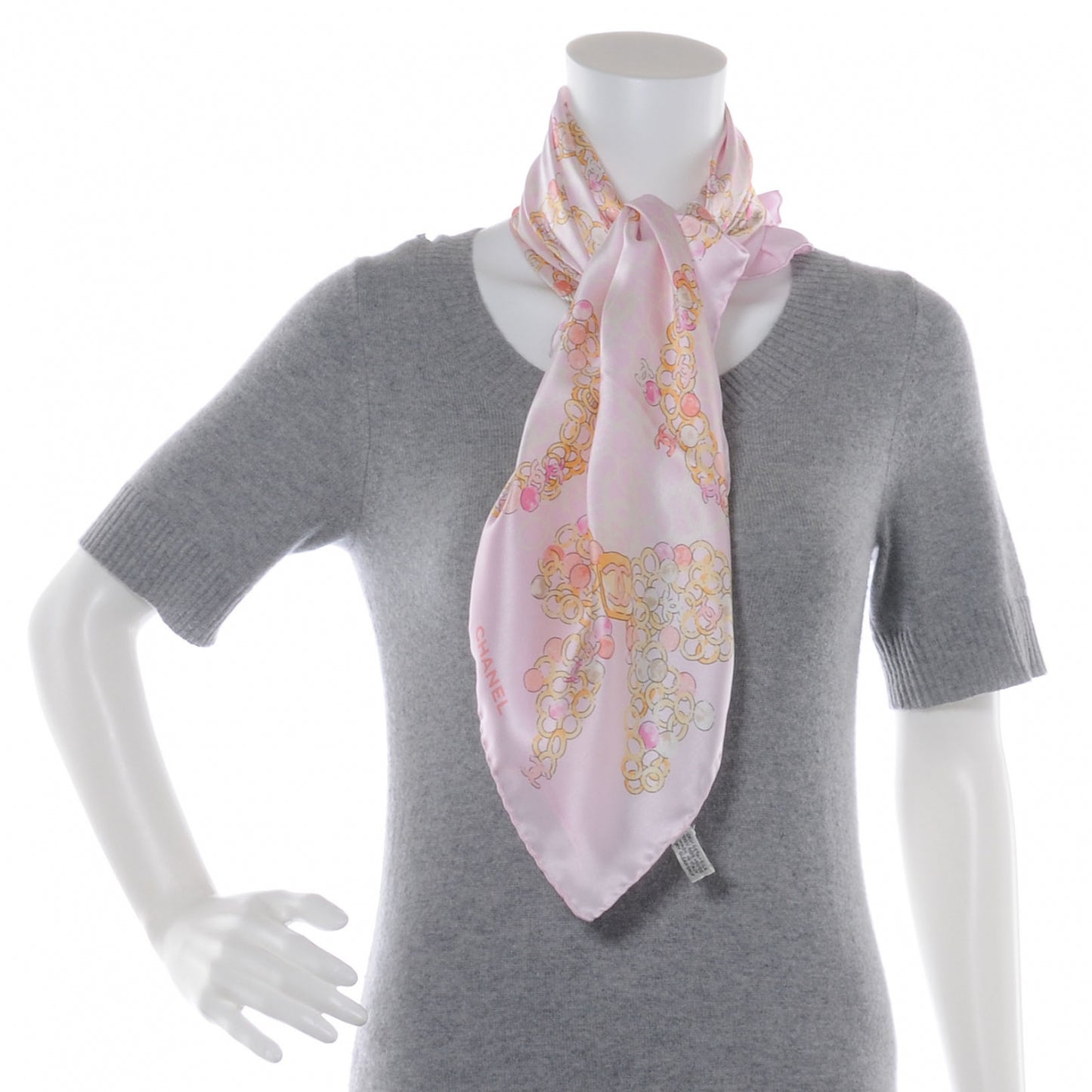 Silk Coco Iconic Symbols Scarf Pink