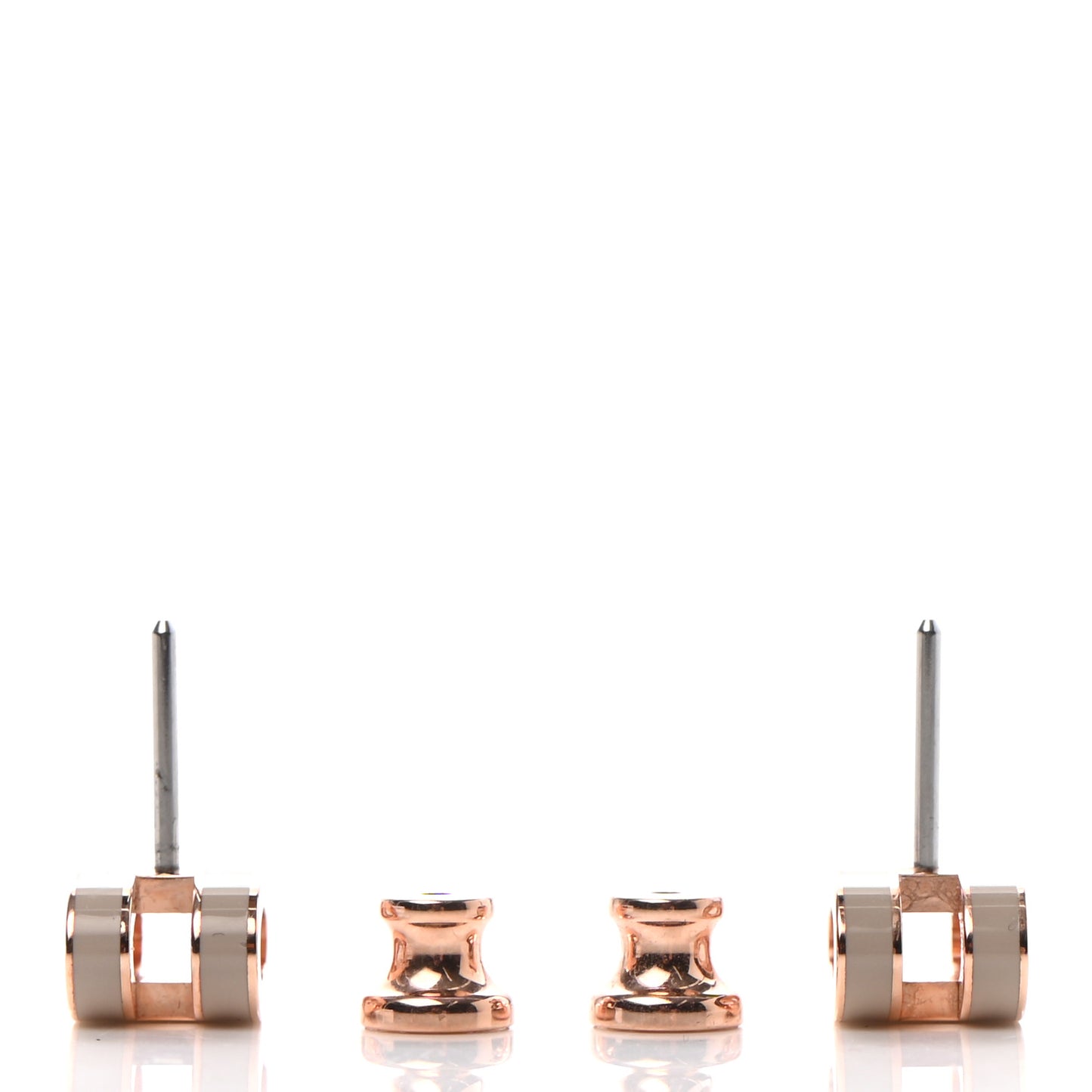 Rose Gold Lacquered Mini Pop H Earrings Marron Glace