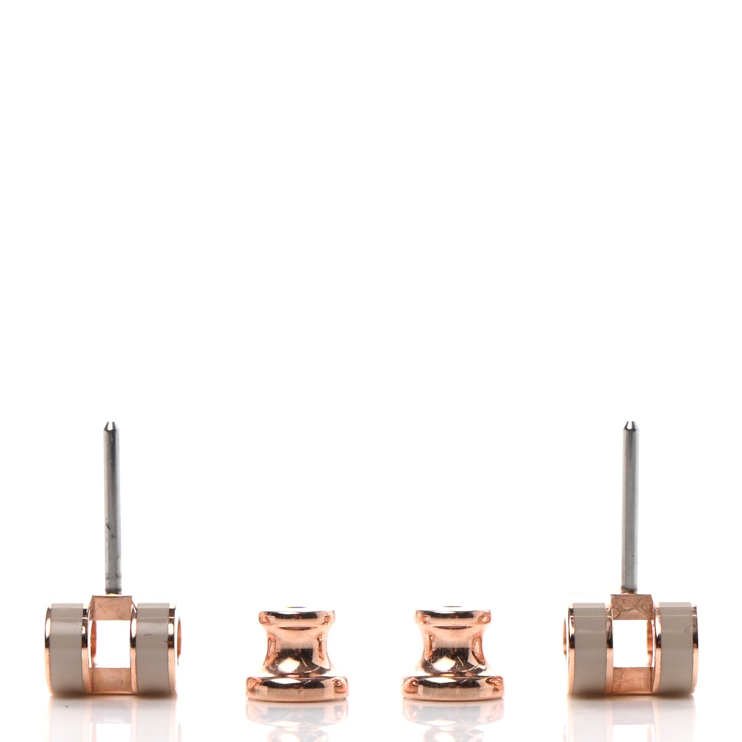 Hermes Rose Gold Lacquered Mini Pop H Earrings Marron Glace 3 of 7