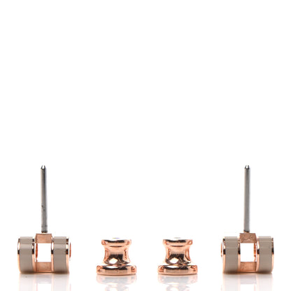 Hermes Rose Gold Lacquered Mini Pop H Earrings Marron Glace 3 of 7