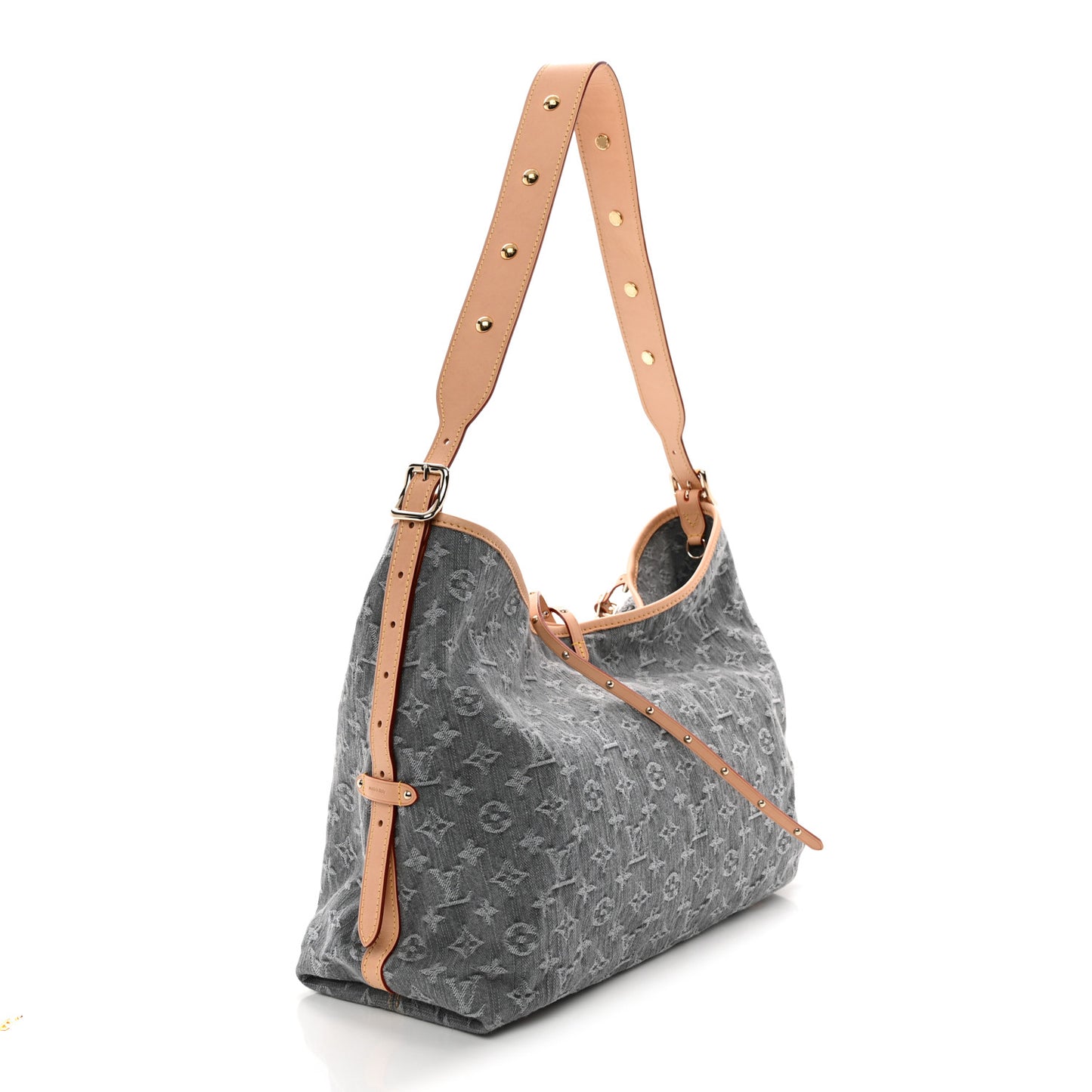 Monogram Denim CarryAll MM Washed Grey