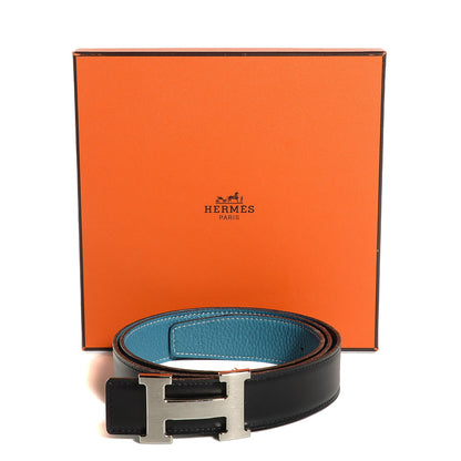 Hermes Box Taurillon Clemence 32mm H Belt 95 Black Blue Jean 4 of 10