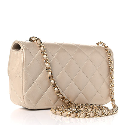 Chanel Metallic Lambskin Quilted Extra Mini V For Victory Flap Light Gold 5 of 21