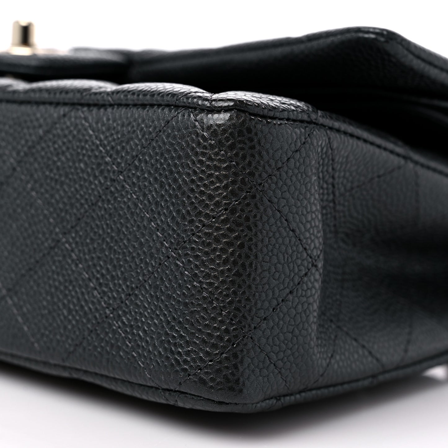 Metallic Caviar Quilted Medium Double Flap Dark Grey