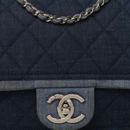 Chanel Denim Quilted Medium Graphic Flap Light Blue 8 of 13