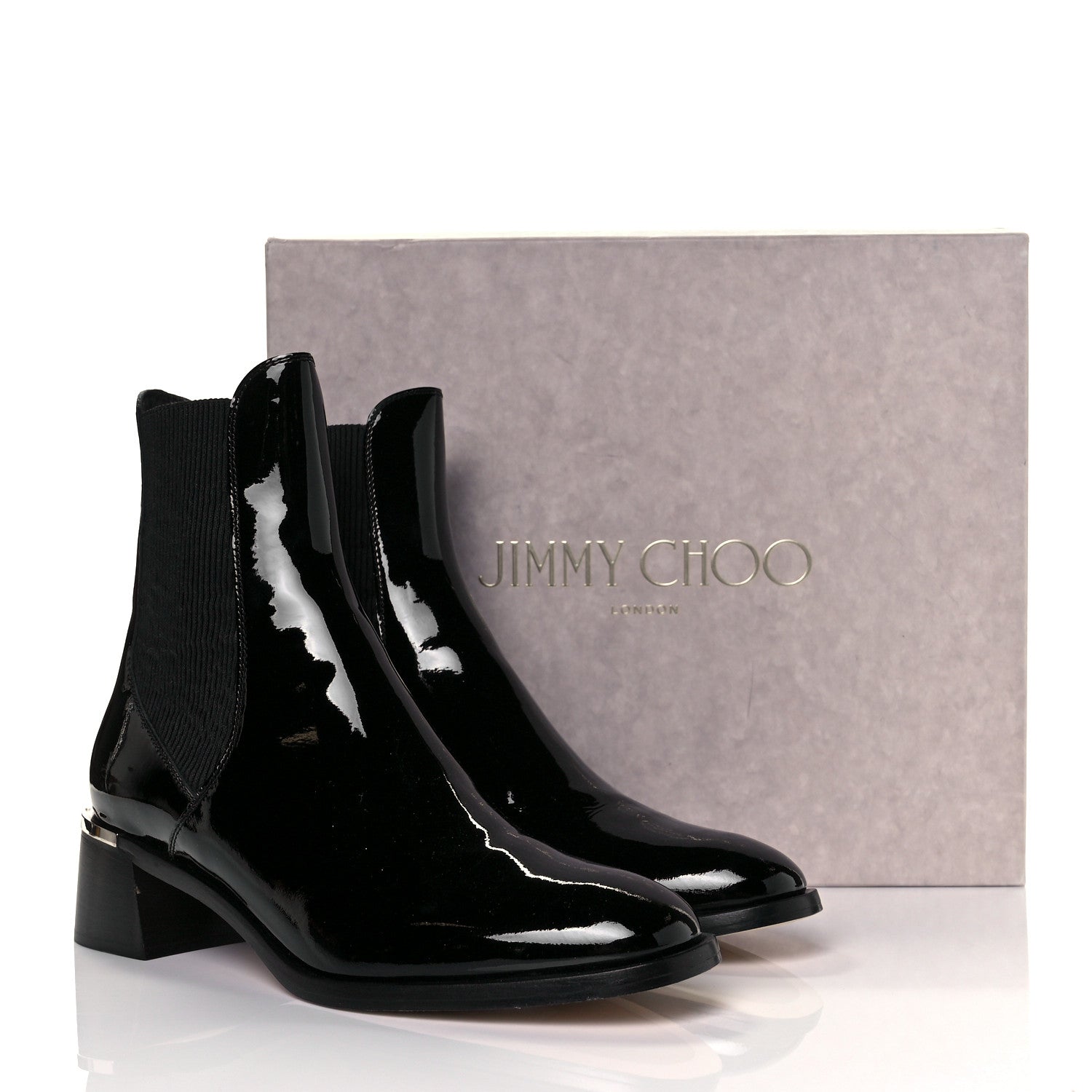 Jimmy Choo Shiny Nappa Rourke 45 Ankle Boots 41 Black 8 of 8