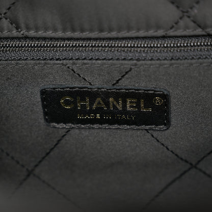 Chanel Satin Quilted Large Chain All Over Flap Bag Black Black 6 of 12