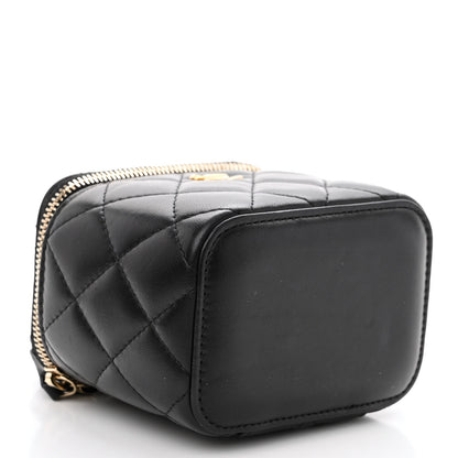Chanel Lambskin Quilted Mini Pearl Crush Vanity Case With Chain Black 4 of 10