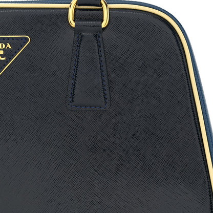 Prada Saffiano Vernice Pyramid Bag Black Bluette 11 of 14