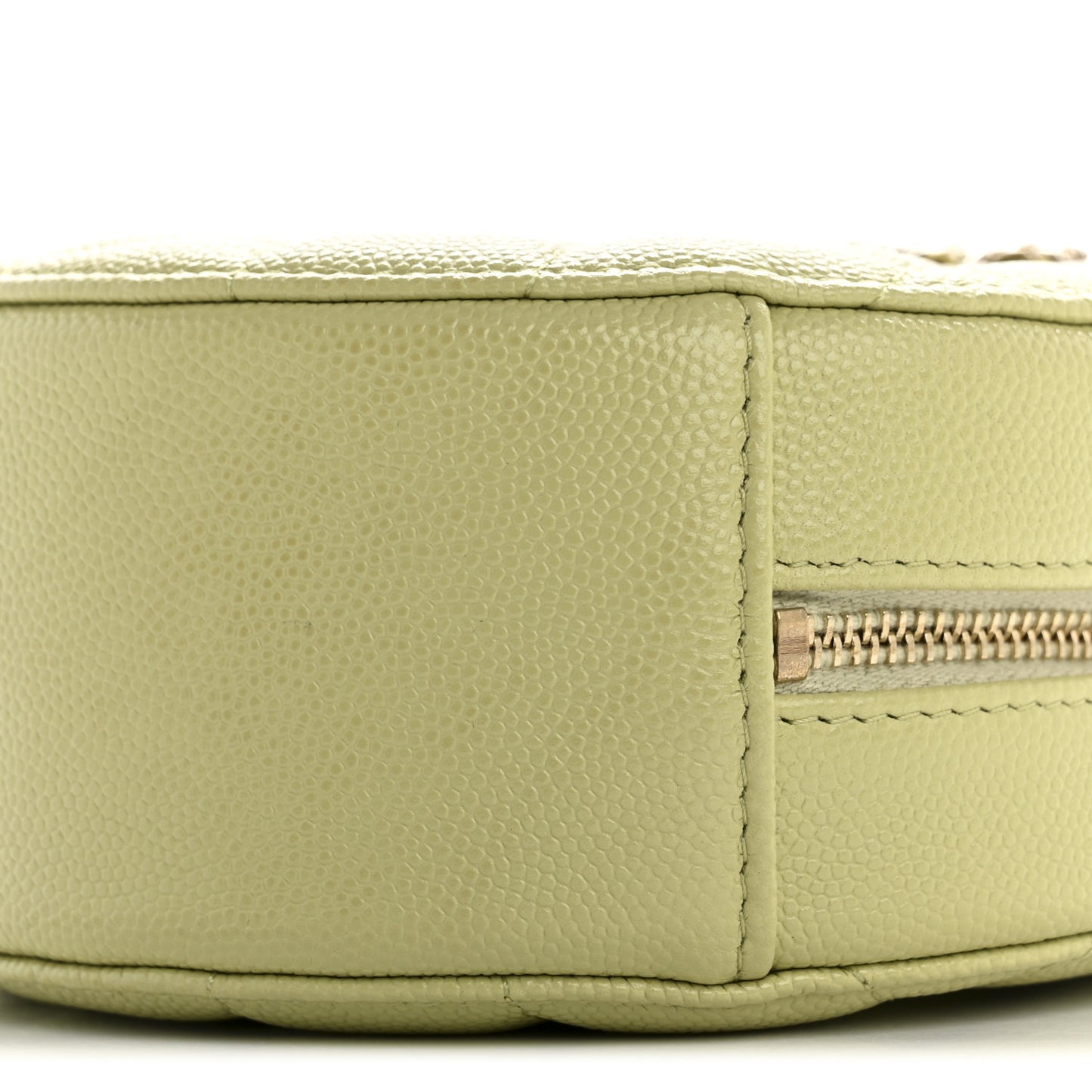 Caviar Quilted French New Wave Round Clutch With Chain Light Green