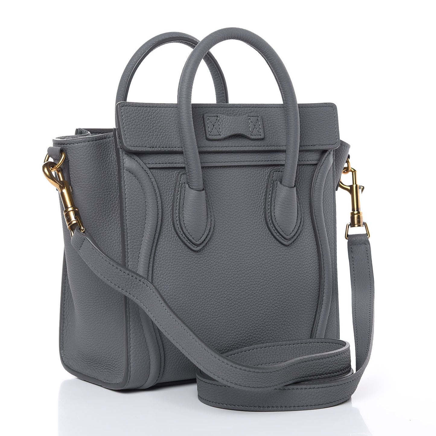 Drummed Calfskin Nano Luggage Kohl