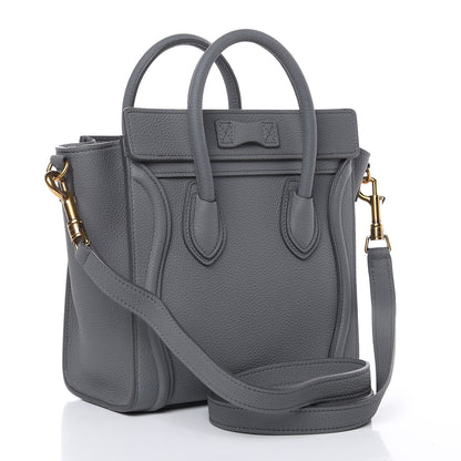 Celine Drummed Calfskin Nano Luggage Kohl 3 of 10