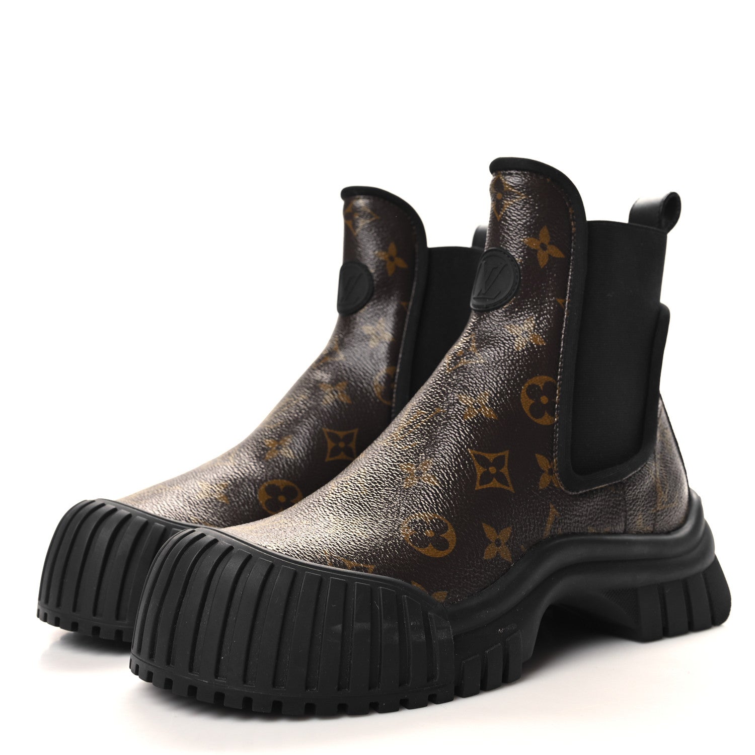 Louis Vuitton Patent Monogram Ruby Flat Ankle Boots 38 Black 3 of 8