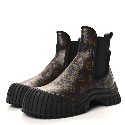 Louis Vuitton Patent Monogram Ruby Flat Ankle Boots 38 Black 3 of 8
