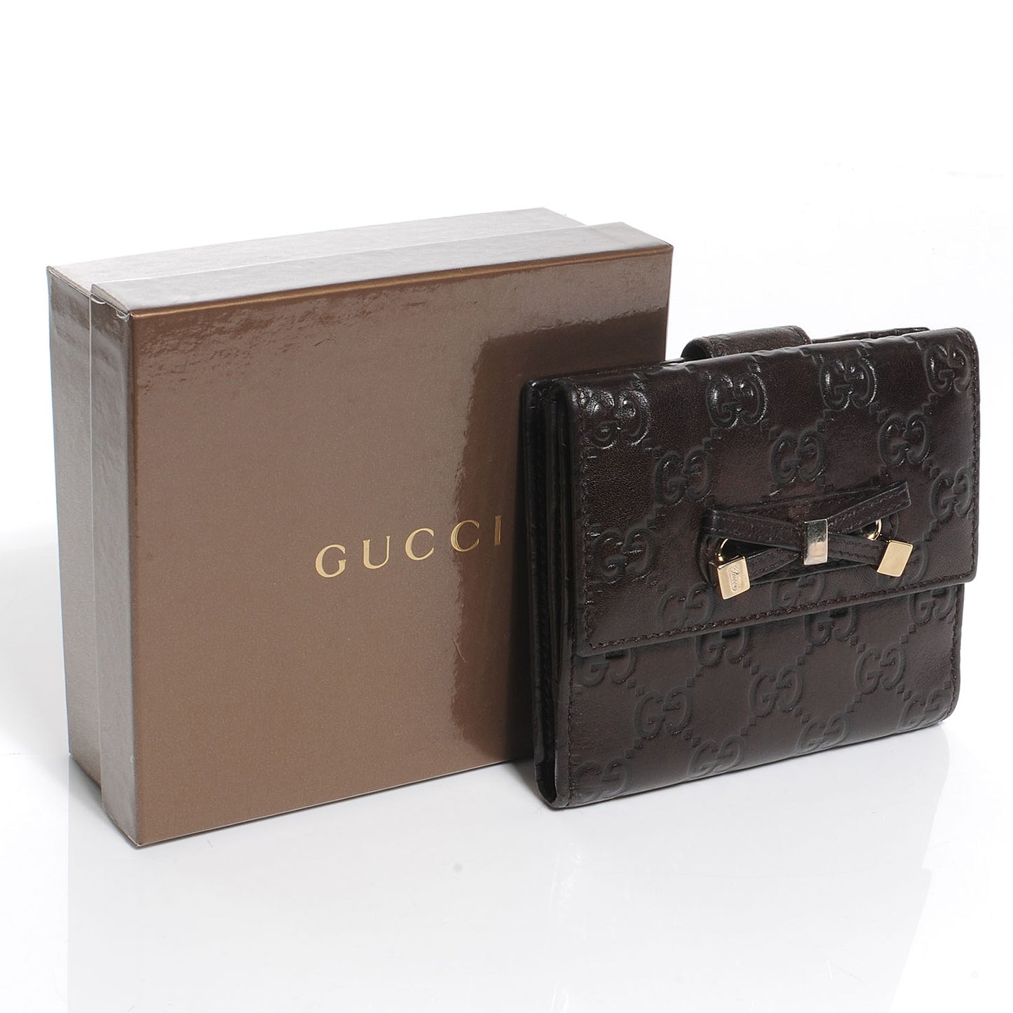 Guccissima Princy French Flap Wallet Chocolate Brown