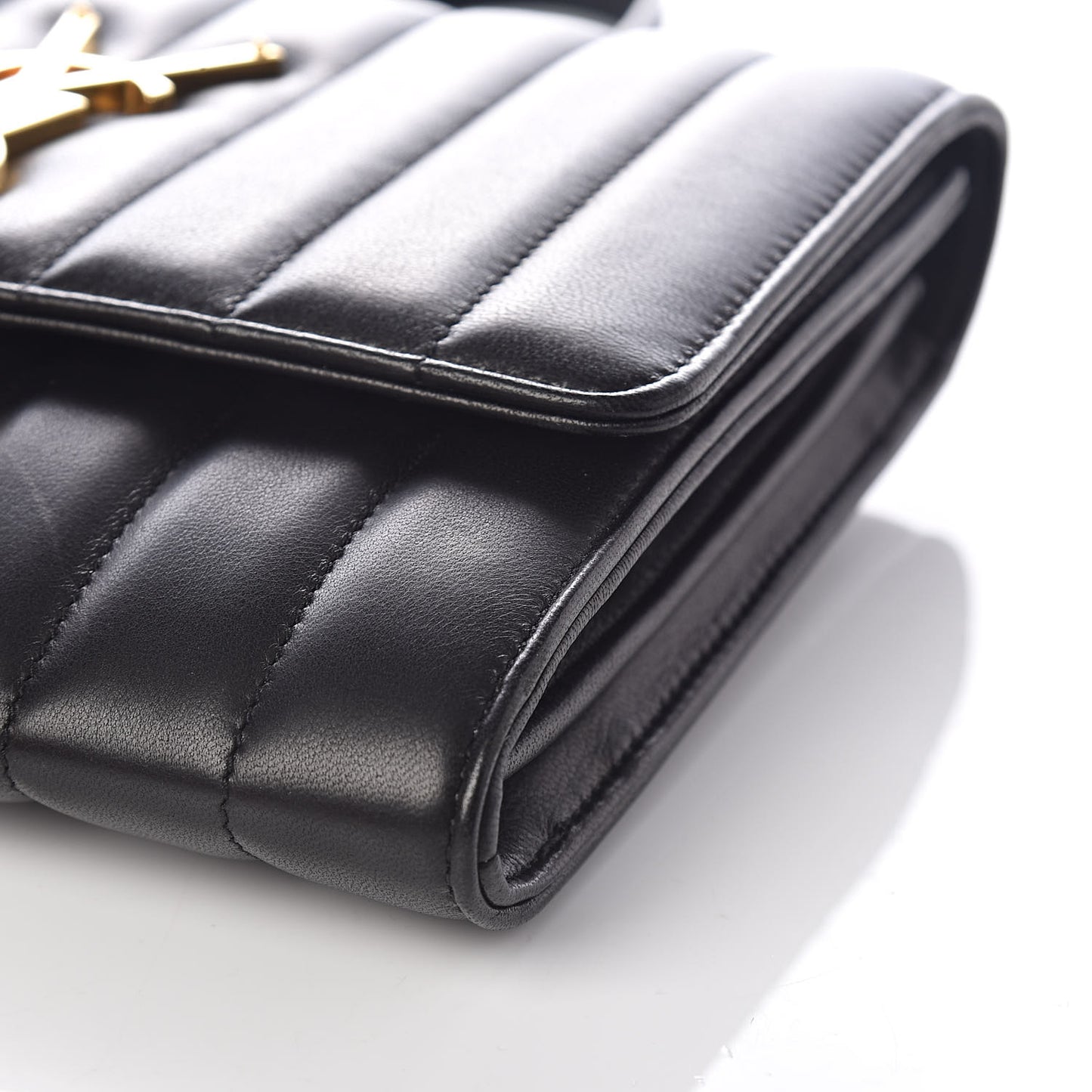 Lambskin Matelasse Monogram Vicky Chain Wallet Black