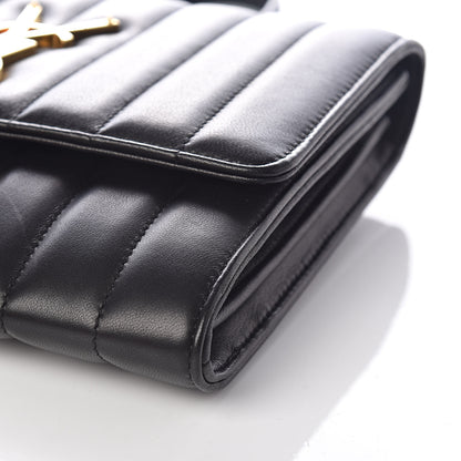 Saint Laurent Lambskin Matelasse Monogram Vicky Chain Wallet Black 8 of 9