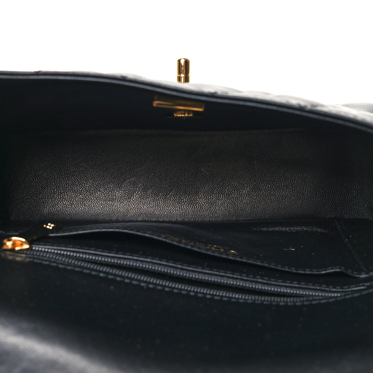 Lambskin Quilted Mini Rectangular Flap Black